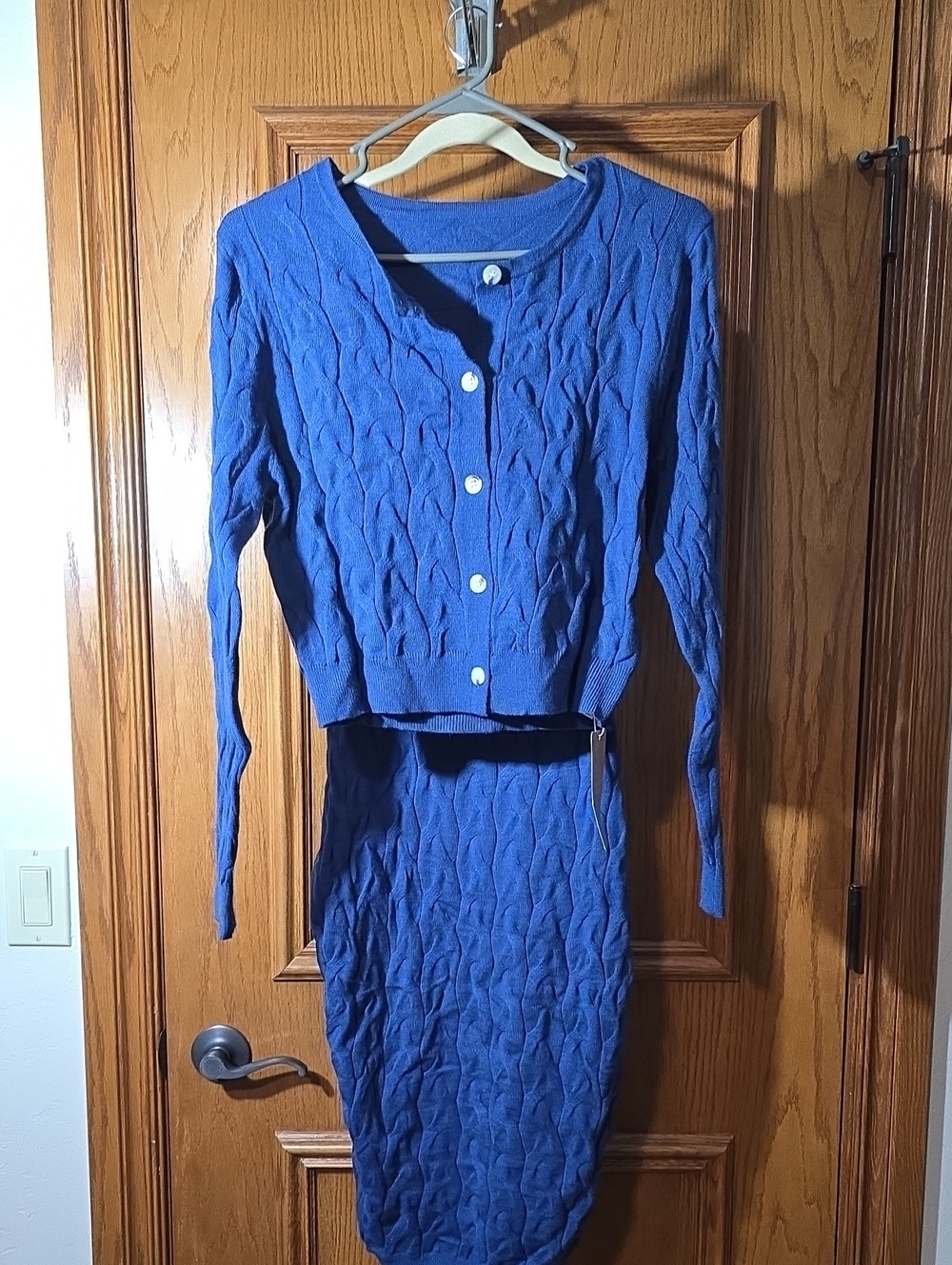 Cable Knit , Dress Set in Royal Blue